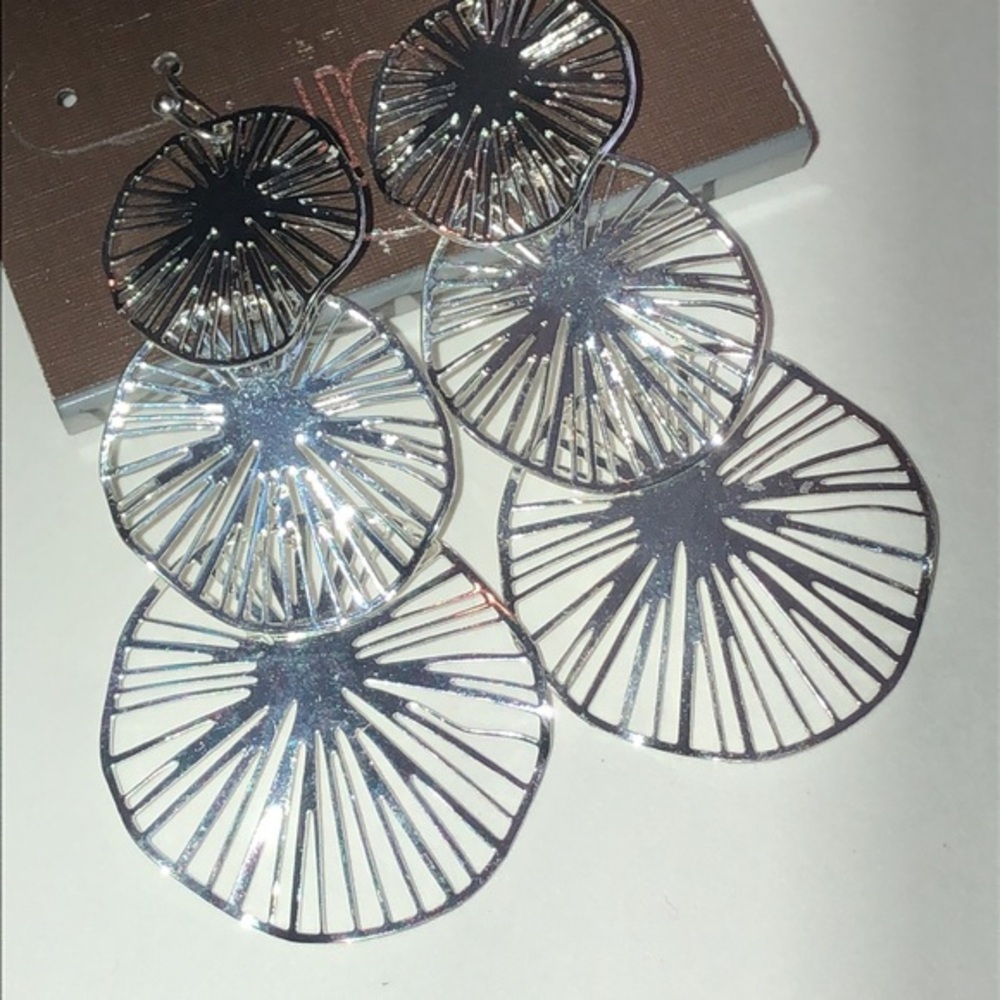 Rain Brand Silver Tone Cutout Boho Dangle Earrings